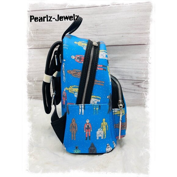 Loungefly Star Wars Action Figures Droid Blue Allover Print Mini Backpack NWT main image 5